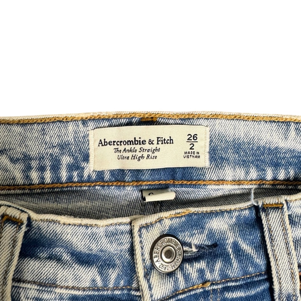 Abercrombie & Fitch Ultra High Rise Ankle Straight Jeans Light Wash Acid 26/2‎ - Picture 7 of 7